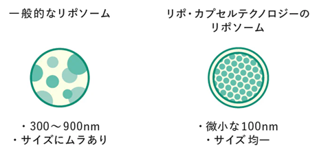 特許技術で均一な ナノサイズ（100nm）を実現