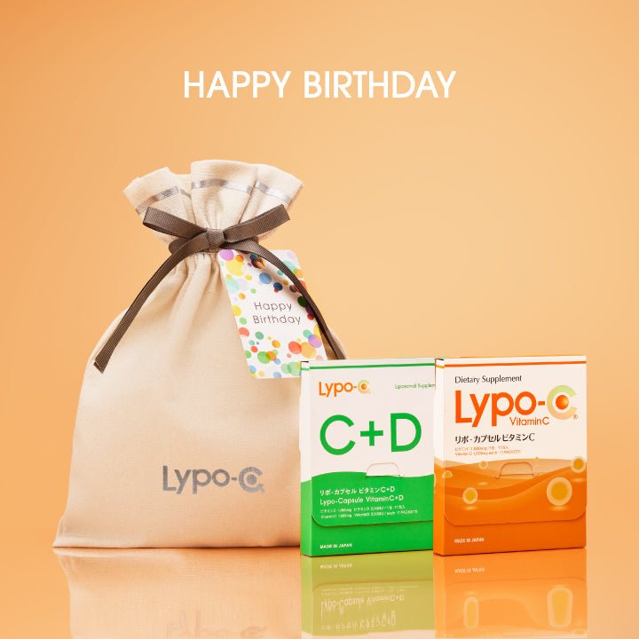 【giftee】Lypo-C ＋ コットン巾着 【Happy Birthdayカード付】（11包入MIX2箱セット）