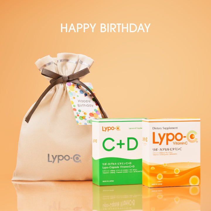 【ギフト】Lypo - C バースデーギフト 30包入 （Vitamin CまたはVitamin C+D）+コットン巾着 - リポ・カプセル Lypo - C公式ショップ
