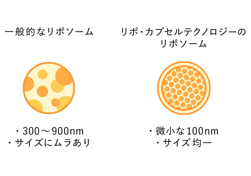 特許技術で均一なナノサイズ（100nm）を実現